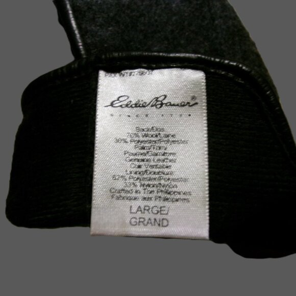 Eddie Bauer Gray Wool and Black Leather Gloves, Size L Women's - Picture 4 of 6